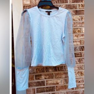 Light Powder Baby Blue Whimsy Puff Sleeve Top